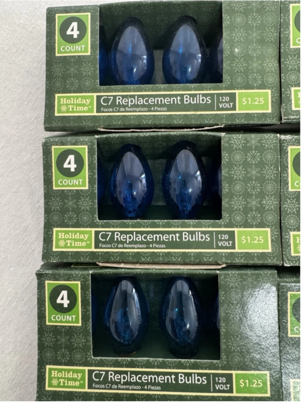 Vintage Christmas Light C7 Replacement 60 Bulb Lot Blue Amber/Orange Green Clear